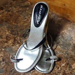 Rampage Silver and Black Strappy Heels
